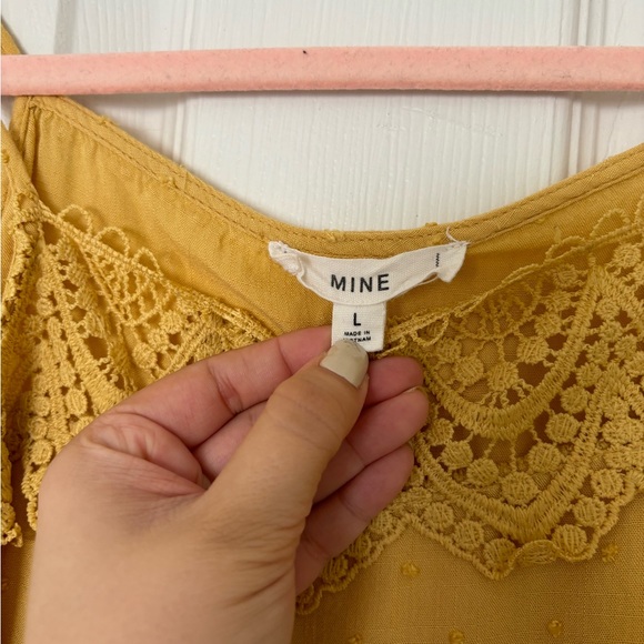 Yellow Lace Detailed Tank Blouse by ‘Mine’ | L | Like New - Picture 3 of 3